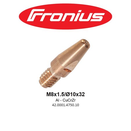 Contact tip FRONIUS 1.0mm / M8 x 1.5 / 10mm x 32mm / Aluminum