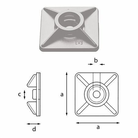 USAG 765 B  Basetta bidirezionale a mm 27 b mm 6 c mm 4,8 d mm 6,5        