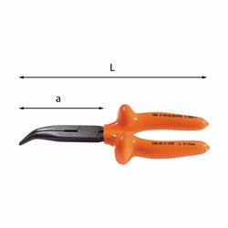 USAG 081 VSE P  Pinza a becchi mezzotondi lunghissimi diritti piegati a 45° 1000 V L mm 200 a mm 64 Cu Ø max mm 3,5 Peso gr 250 