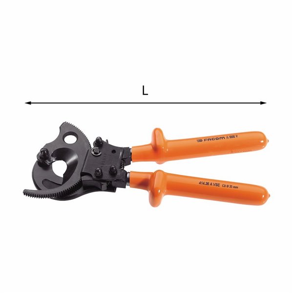 USAG 083 VSE A  Tagliacavi per cavi di rame e alluminio a cricchetto 1000 V max mm 52 L mm 280 Peso kg 1          