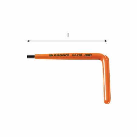 USAG 099 E  Chiavi maschio esagonale piegate per viti con esagono incassato 1000 V Esagono di manovra mm 8 L mm 125 Peso gr 110 
