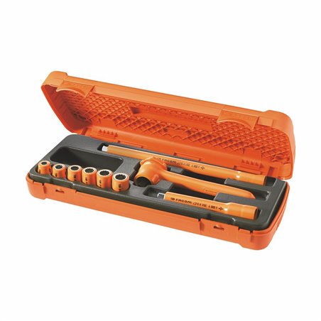 USAG 098 S9 3/8  Assortimento in cassetta di ABS con bussole poligonali 1000 V (9 pz) LxPxH mm 390x160x65 Peso kg 1,7           