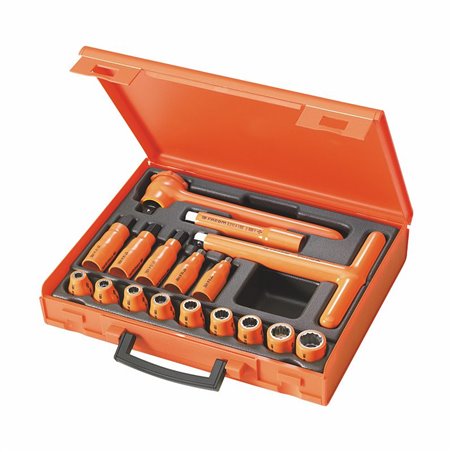 USAG 098 S17 1/2  Assortimento in cassetta con bussole poligonali 1000 V (17 pz) LxPxH mm 345x280x65 Peso kg 3,4            