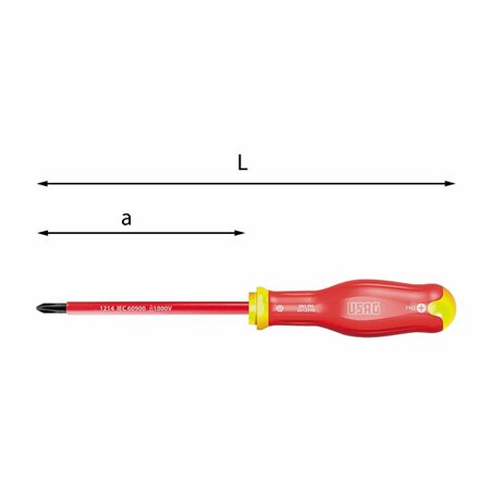 USAG 091 PH  Giraviti per viti con impronta a croce PHILLIPS® 1000 V n°xa 3x150 L mm 275 Misura impugnatura M4          