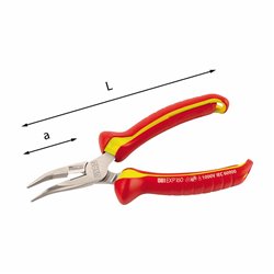 USAG 081 EXP  Pinze isolate a becchi mezzotondi lunghissimi piegati a 45° 1000 V L mm 200 1600 N/mm2 Ø max mm 1,6 a mm 71       