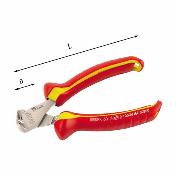 USAG 086 EX  Tronchese isolato a tagliente frontale 1000 V L mm 160 2000 N/mm² Ø max mm 2,0 a mm 7          