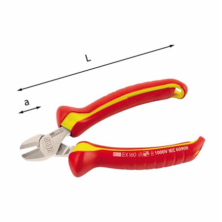 USAG 088 EX  Tronchesi isolati a grande effetto a tagliente diagonale 1000 V L mm 180 2000 N/mm² Ø max mm 2,2 a mm 18          