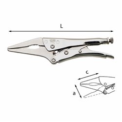 USAG 135 L  Pinza regolabile autobloccante con ganasce lunghe sottili L mm 235 a mm 70 c mm 80          