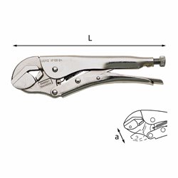 USAG 136 SN  Pinza regolabile autobloccante con ganascia inferiore snodata L mm 235 a mm 45            