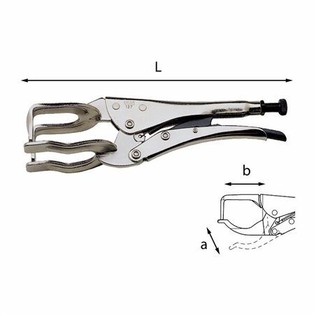 USAG 137  Pinza regolabile autobloccante con ganasce a forcella L mm 280 a mm 50 b mm 80          