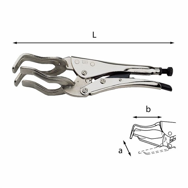 USAG 137 T  Pinza regolabile autobloccante con ganasce a forcella L mm 285 a mm 75 b mm 80          