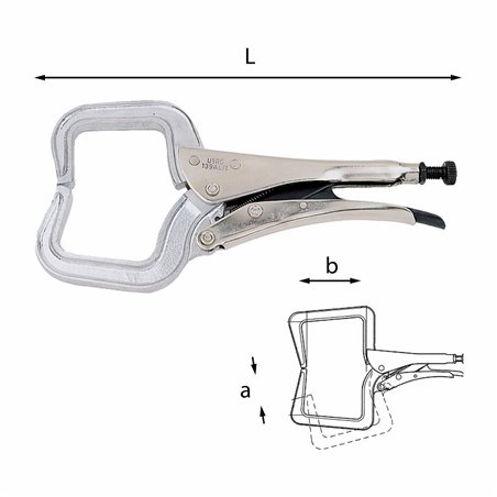 USAG 139 AL  Pinze regolabili autobloccanti con ganasce a collo di cigno in alluminio L mm 350 a mm 125 b mm 120          