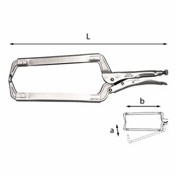 USAG 139 LN  Pinza regolabile autobloccante con ganasce lunghe a collo di cigno L mm 450 a mm 260 b mm 280          
