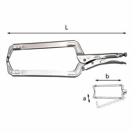 USAG 139 LN  Pinza regolabile autobloccante con ganasce lunghe a collo di cigno L mm 450 a mm 260 b mm 280          