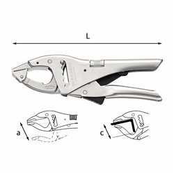USAG 135 D  Pinza regolabile autobloccante a cremagliera con ganascia inferiore snodata L mm 250 a mm 110 c mm 50          