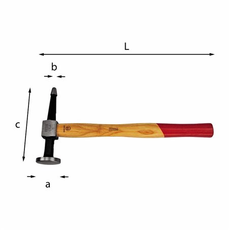 USAG 415 A  Martello a testa tonda piana e penna diritta a punta L mm 290 a mm 40 b mm 12 c mm 138        