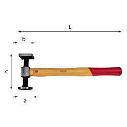 USAG 393 ZG  Martelli a teste piane tonda zigrinata e quadra liscia L mm 290 a mm 32 b mm 28 c mm 104        