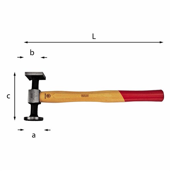 USAG 393 ZG  Martelli a teste piane tonda zigrinata e quadra liscia L mm 290 a mm 32 b mm 28 c mm 104        