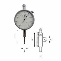USAG 968  Comparatore centesimale Capacità mm 10 Risoluzione mm 0,01 axbxc mm 58x8x6 Numero denti 40        