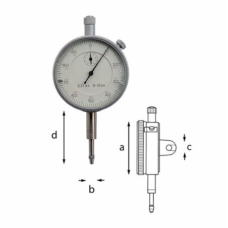 USAG 968  Comparatore centesimale Capacità mm 10 Risoluzione mm 0,01 axbxc mm 58x8x6 Numero denti 40        