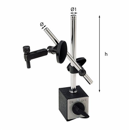 USAG 968 M  Supporto magnetico per comparatori h max mm 365 Base mm 70x65x50            