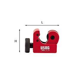 USAG 314 A  Tagliatubi per tubi in rame e lega leggera Ø mm 3÷16 Ø " 1/8-5/8 L mm 53 H mm 39 Peso gr 130      