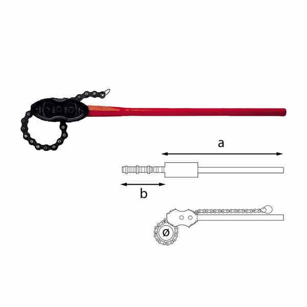 USAG 306 R  Giratubi a catena Ø mm 27-114 Ø " 3/4-4 a mm 900 b mm 660 Peso kg 6      