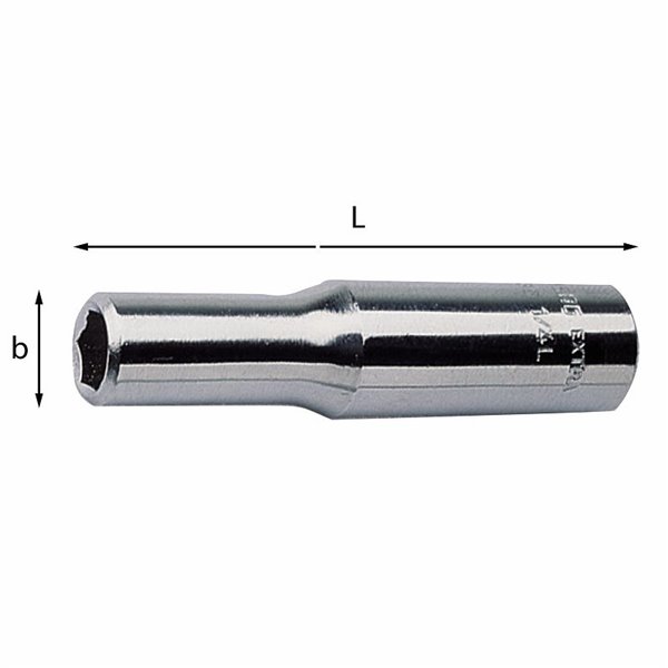 USAG 235 1/4 EL  Chiavi a bussola lunghe con bocca esagonale Bocca esagonale mm 9 b mm 13 L mm 50          