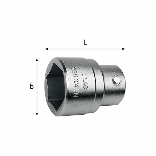 USAG 235 3/4 EN  Chiavi a bussola con bocca esagonale Bocca esagonale mm 24 b mm 36 L mm 53          