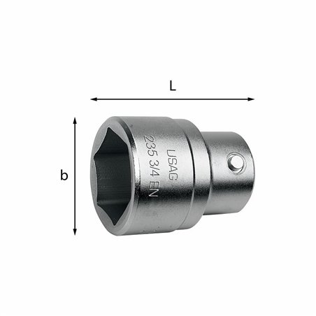USAG 235 3/4 EN  Chiavi a bussola con bocca esagonale Bocca esagonale mm 34 b mm 48,5 L mm 59          