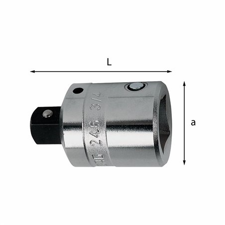 USAG 246 3/4  Raccordo riduttore Attacco quadro femmina " 3/4 Attacco quadro maschio " 1/2 L mm 58 a mm 37        