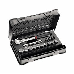 USAG 604 1/2 B  Assortimento in cassetta di ABS con bussole poligonali (15 pz) LxPxH mm 330x215x60 Peso kg 2            