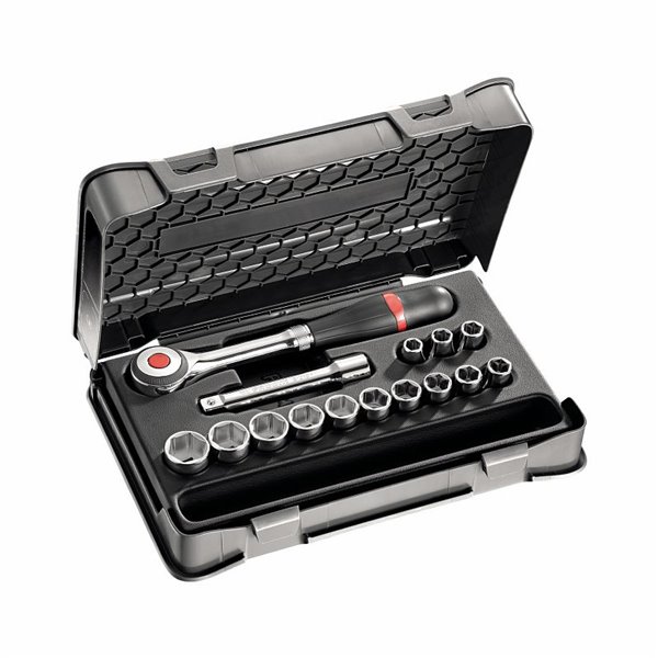 USAG 604 1/2 EAK  Assortimento in cassetta di ABS con bussole esagonali (15 pz) LxPxH mm 330x215x60 Peso kg 2            