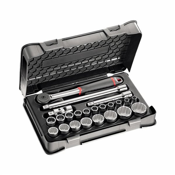 USAG 606 1/2 A  Assortimento in cassetta di ABS con bussole poligonali (23 pz) LxPxH mm 330x215x60 Peso kg 3            