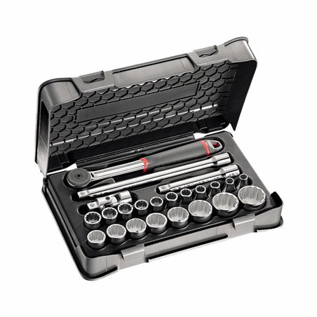 USAG 606 1/2 A  Assortimento in cassetta di ABS con bussole poligonali (23 pz) LxPxH mm 330x215x60 Peso kg 3            