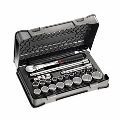 USAG 606 1/2 B  Assortimento in cassetta di ABS con bussole poligonali (23 pz) LxPxH mm 330x215x60 Peso kg 3            