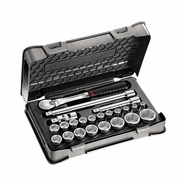 USAG 606 1/2 EB  Assortimento in cassetta di ABS con bussole esagonali (23 pz) LxPxH mm 330x215x60 Peso kg 3            