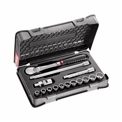 USAG 606 1/2 BPOL  Assortimento in cassetta di ABS con bussole poligonali in pollici (15 pz) LxPxH mm 330x215x60 Peso kg 2,8    