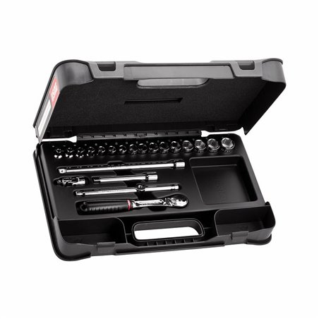 USAG 606 3/8 EB  Assortimento in cassetta di ABS con bussole esagonali (21 pz) LxPxH mm 435x270x70 Peso kg 1,5            
