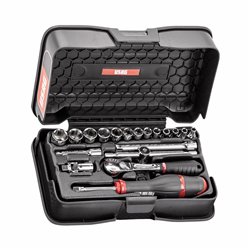 USAG 606 1/4 EB  Assortimento in cassetta di ABS con bussole esagonali (19 pz) LxPxH mm 210x130x60 Peso kg 1            