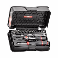 USAG 606 1/4 EAK  Assortimento in cassetta di ABS con bussole esagonali (19 pz) LxPxH mm 210x130x60 Peso kg 1            