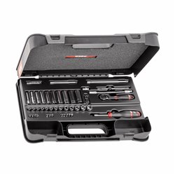 USAG 607 1/4 EA  Assortimento in cassetta di ABS con bussole esagonali ed inserti per avvitatura (44 pz) LxPxH mm 435x270x70 Pes