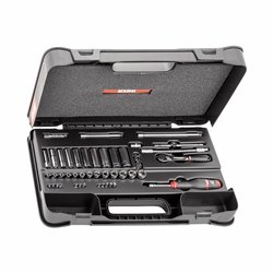 USAG 607 1/4 EB  Assortimento in cassetta di ABS con bussole esagonali (44 pz) LxPxH mm 435x270x70 Peso kg 2,5            