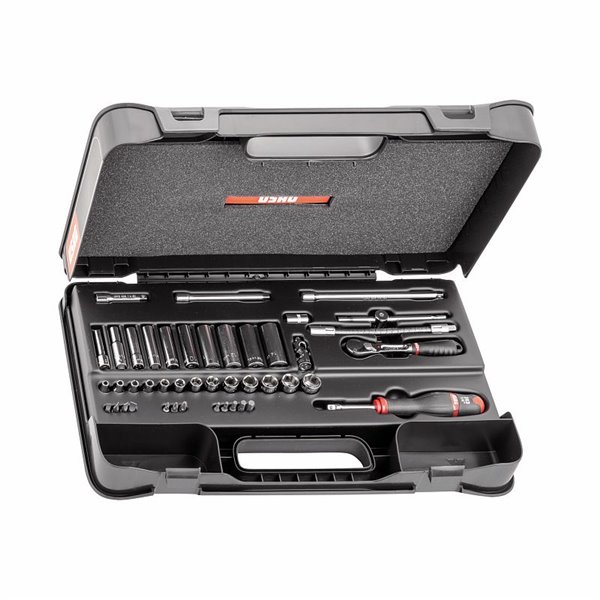 USAG 607 1/4 EB  Assortimento in cassetta di ABS con bussole esagonali (44 pz) LxPxH mm 435x270x70 Peso kg 2,5            