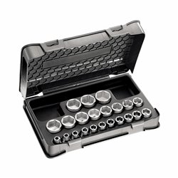 USAG 235 1/2 EN/C22  Assortimento in cassetta di ABS con bussole esagonali (22 pz) LxPxH mm 330x215x60 Peso kg 2,8            