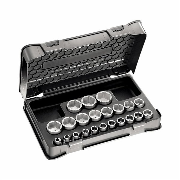 USAG 235 1/2 EN/C22  Assortimento in cassetta di ABS con bussole esagonali (22 pz) LxPxH mm 330x215x60 Peso kg 2,8            