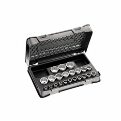 USAG 235 1/2 N/C22  Assortimento in cassetta di ABS con bussole poligonali (22 pz) LxPxH mm 330x215x60 Peso kg 2,8            