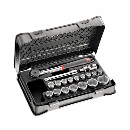 USAG 605 1/2 EA  Assortimento in cassetta di ABS con bussole esagonali (19 pz) LxPxH mm 330x215x60 Peso kg 3            