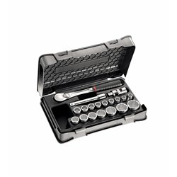 USAG 605 1/2 B  Assortimento in cassetta di ABS con bussole poligonali (19 pz) LxPxH mm 330x215x60 Peso kg 3            