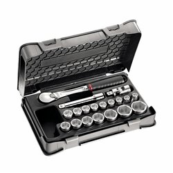 USAG 605 1/2 EB  Assortimento in cassetta di ABS con bussole esagonali (19 pz) LxPxH mm 330x215x60 Peso kg 3            